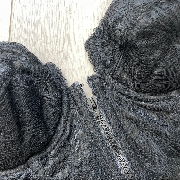 Vintage Lace Corset strapless full zip sheer womens Black (size 34B) goth party - Picture 4 of 4